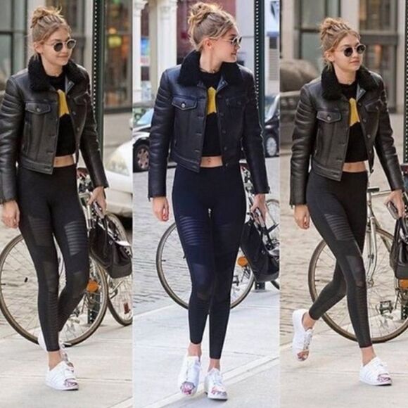 Alo Yoga High Waist Crackle Moto Leggings - Picture 1 of 10